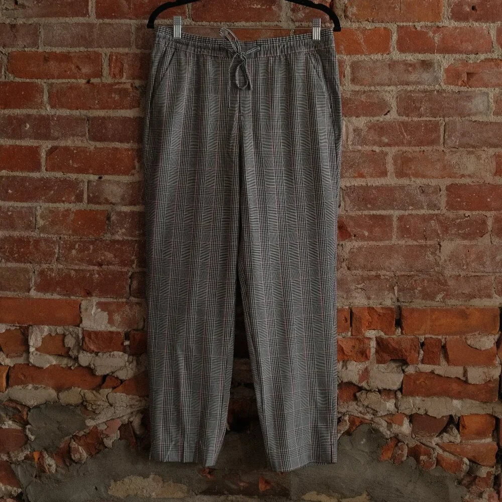 Women's Pink/Grey Plaid Trousers - Picture 1 of 2